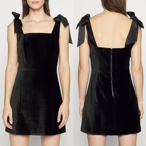 Alice + Olivia Maryann Tie Shoulder Mini Dress in Black Velvet Size 0